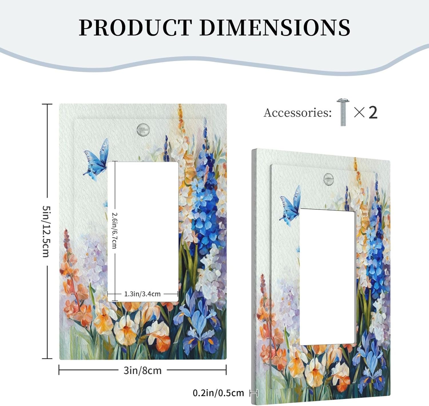 Decorative Outlet Covers Rustic Colorful Floral Garden Flowers 1 Gang Rocker Light Switch Cover Plate Single Decora Light Switch Covers Wall Plate Faceplate for Country Bedroom Home Decor