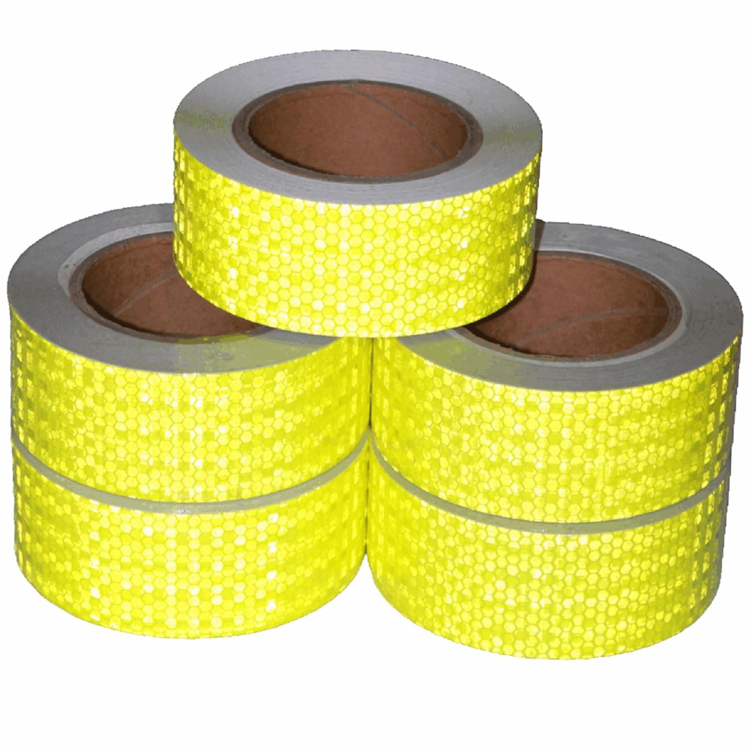 Fluorescent Yellow Reflective Tape Outdoor Waterproof 2 inch Wide, High Visibility Warning Safety Industrial Marking Tape (68 feet,5 Rolls)