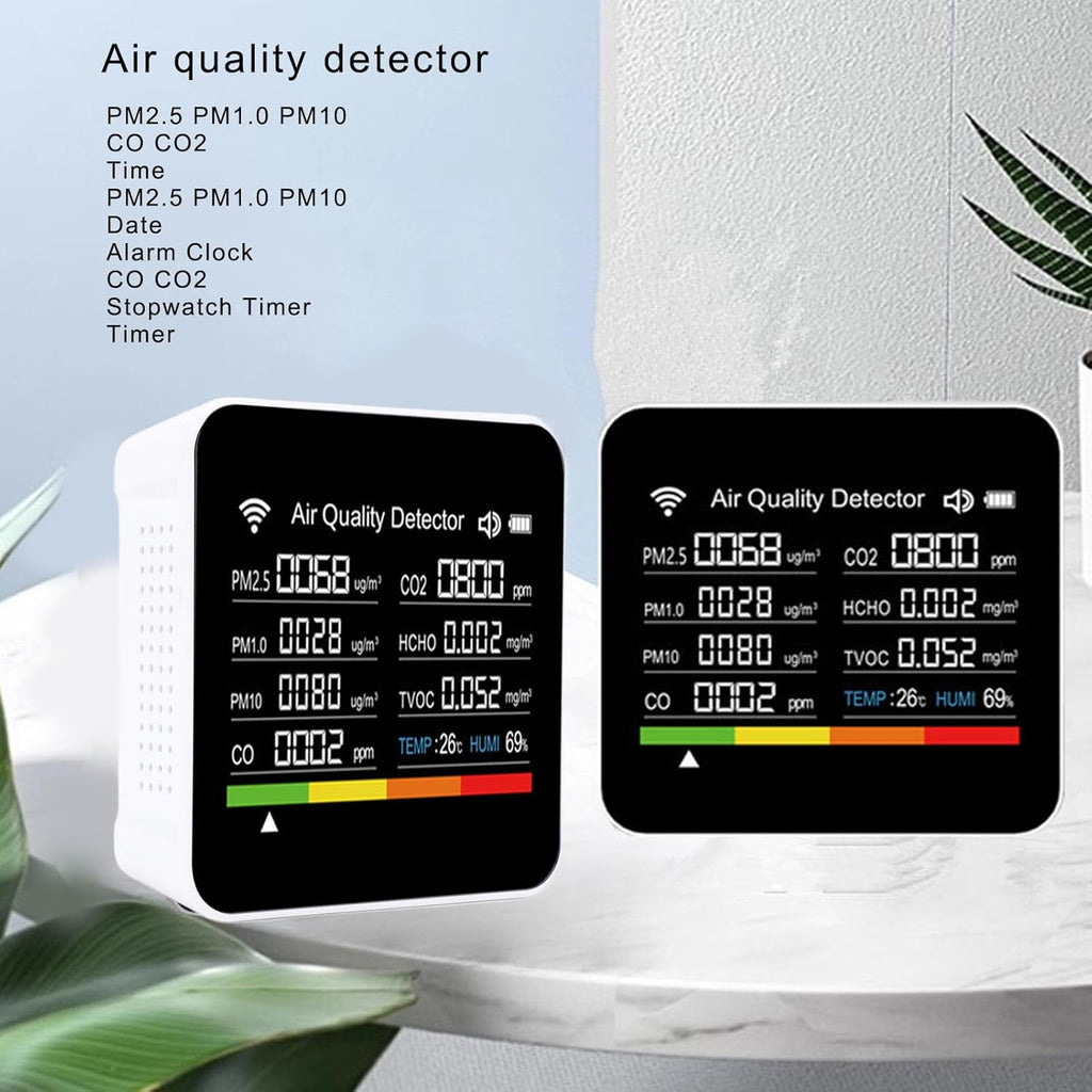 14 in 1 Air Quality Monitor Indoor with High Precision Sensors, 2.8 Display Screen, 14 Functions, Air Quality Detector for pm2.5, Vocs, Temperature, and Humidity