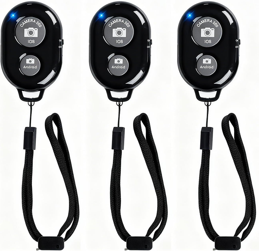Wireless Remote Shutter for Cellphones and Tablets (3 Pack), AOQIYUE Bluetooth Remote for iPhone/Android Camera Control, Selfie Clicker for Photos and Videos - Wrist Strap Included