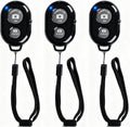 Wireless Remote Shutter for Cellphones and Tablets (3 Pack), AOQIYUE Bluetooth Remote for iPhone/Android Camera Control, Selfie Clicker for Photos and Videos - Wrist Strap Included