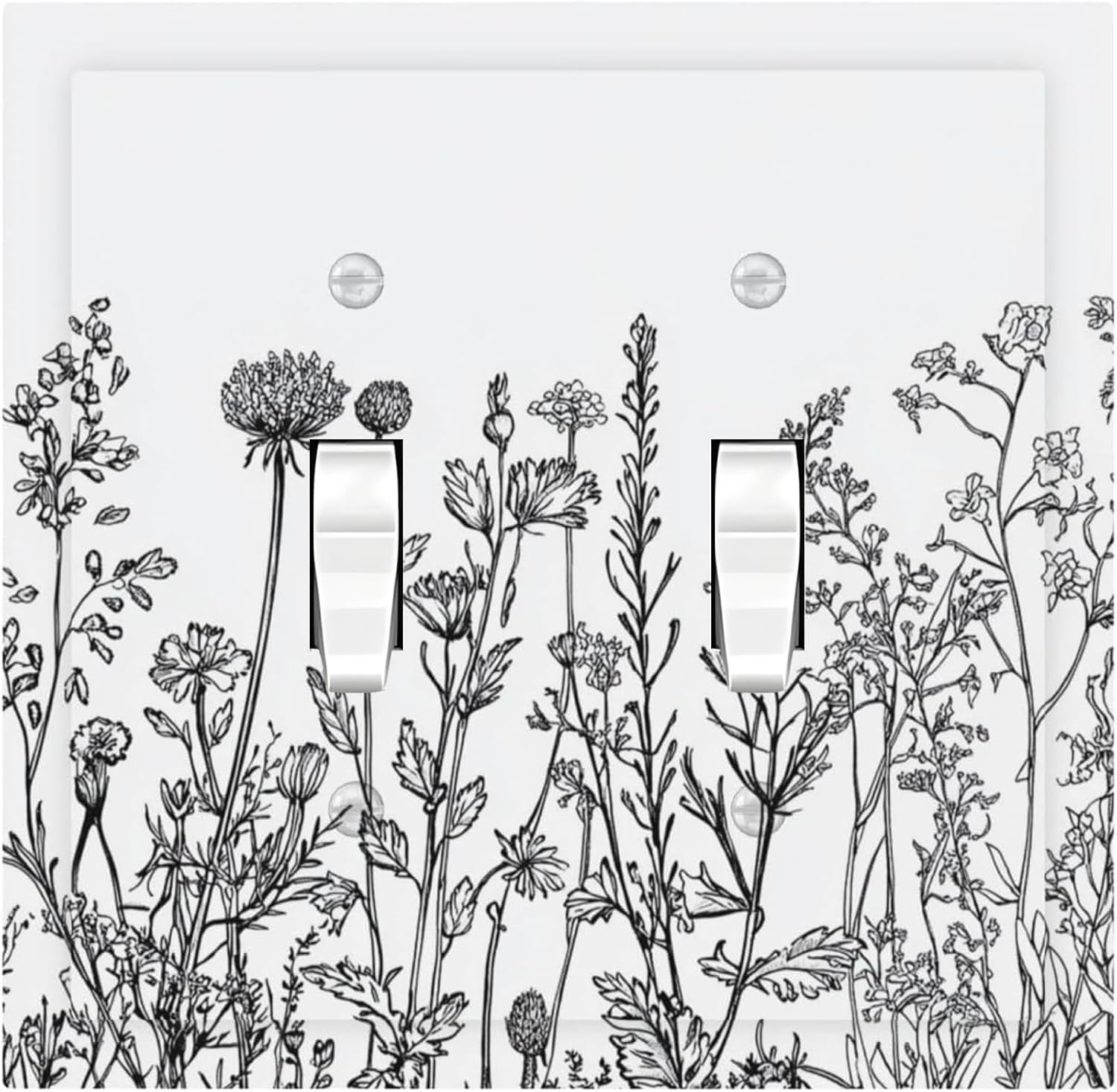 Decorative Switch Plates Floral Wildflower Rustic Plant Leaves 2 Gang Double Toggle Outlet Light Switch Cover Wall Plate Electrical Faceplate For Farmhouse Cabin Decor