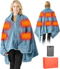 Graphene Heated Blanket Battery Operated, 20000mAh Battery 7.4V Fast Heating Blanket 70''x 35'' Portable Heated Shawl with Fleece Lining, Cordless Heated Shawl, Gift for Women (Blue)