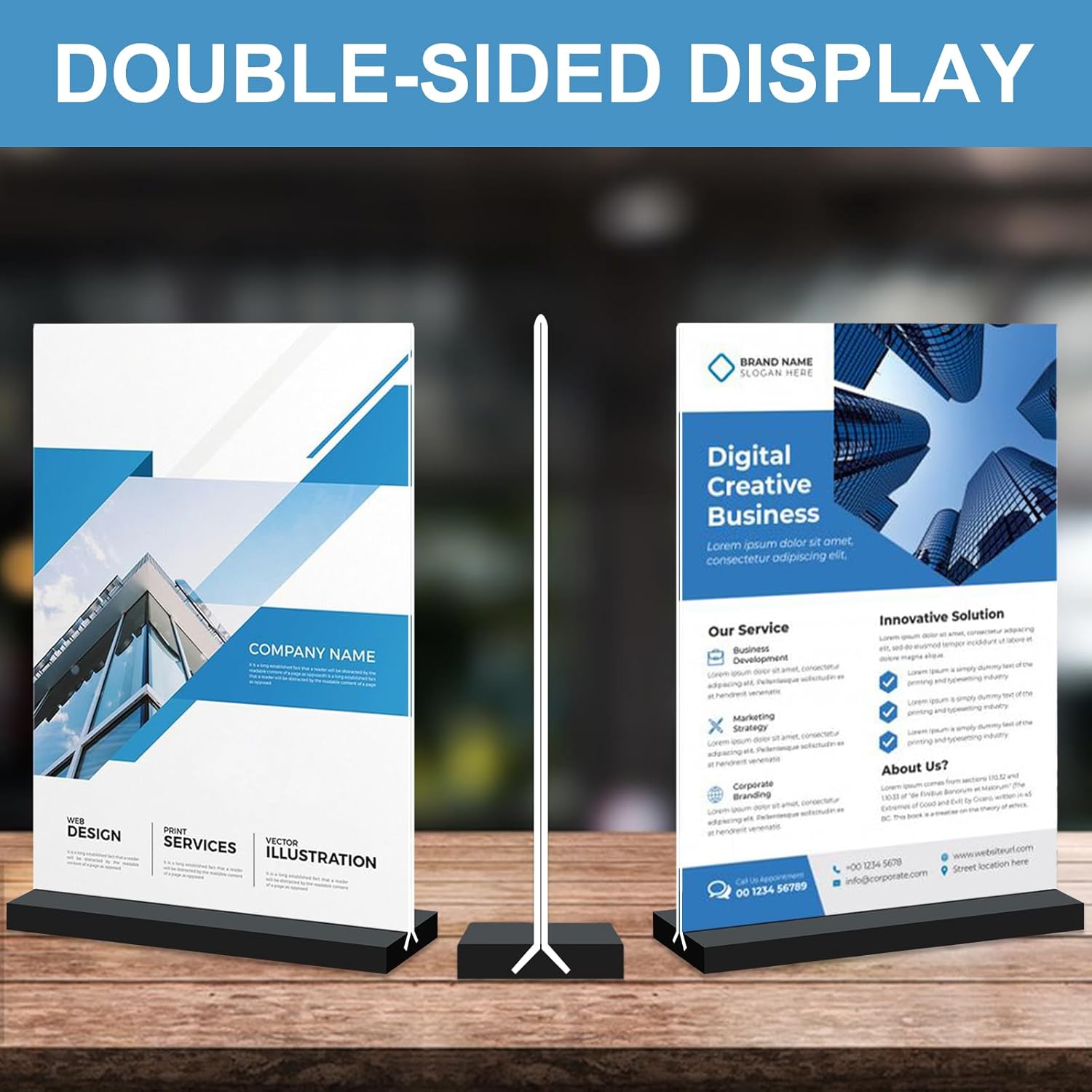 Acrylic Sign Holder 4x6, 12 Pack Clear Double Sided Menu Vertical Display Stand for Restaurants, Office, Store, Show Fair