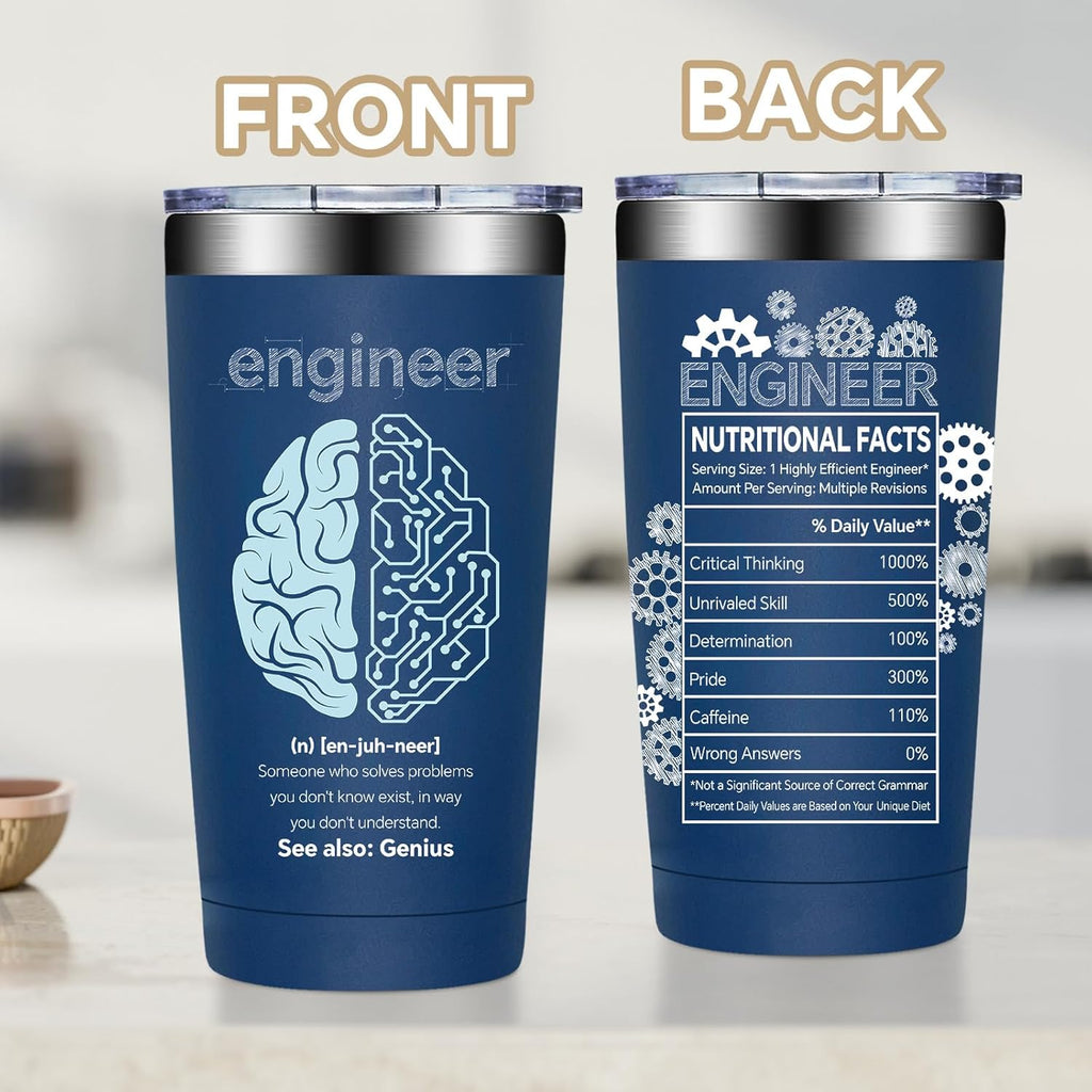Fufandi Engineer Gifts, Mechanical Engineering Gifts for Men - Civil Engineering Student Graduation gift, Retirement Present for Engineer - Tumbler Cup 20oz