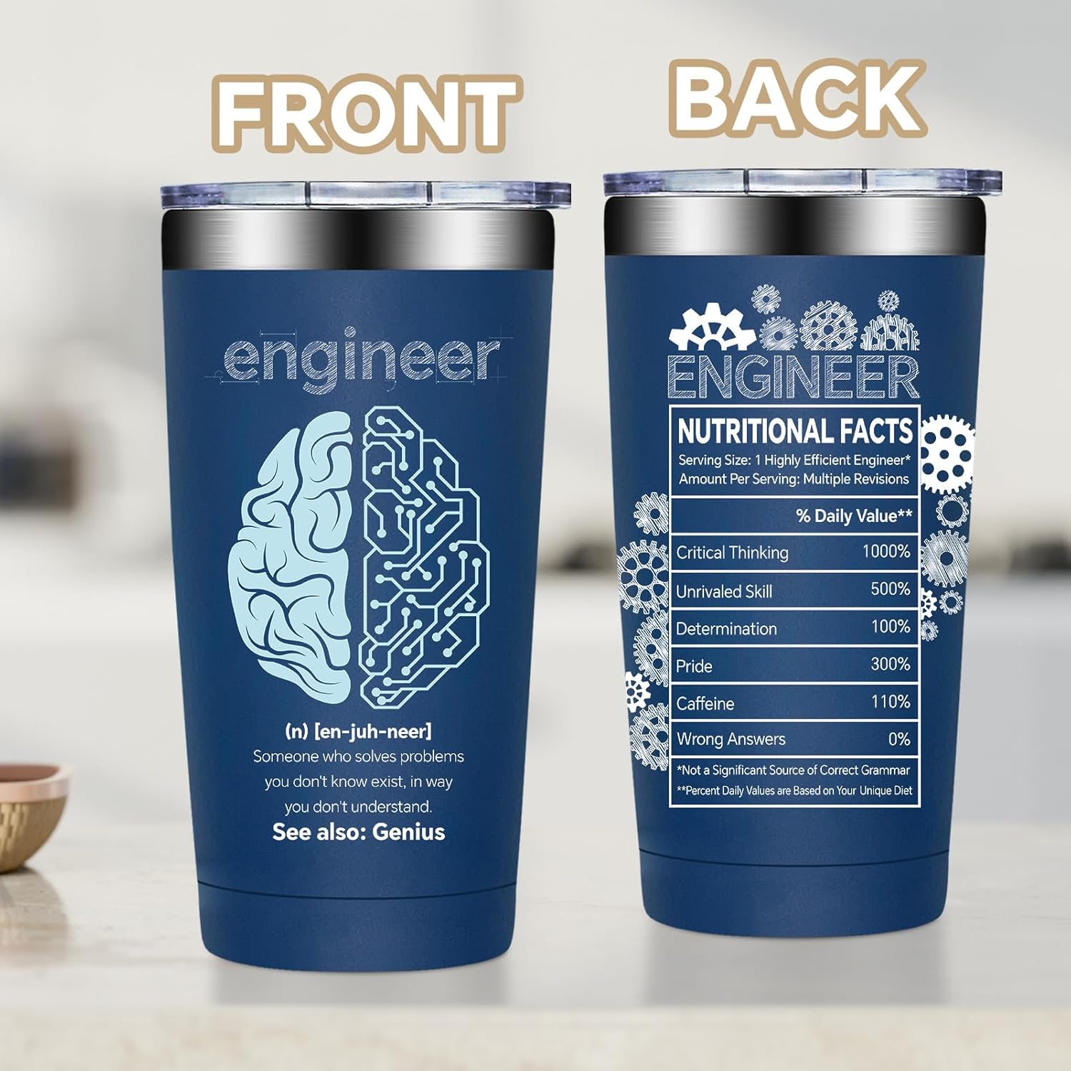 Fufandi Engineer Gifts, Mechanical Engineering Gifts for Men - Civil Engineering Student Graduation gift, Retirement Present for Engineer - Tumbler Cup 20oz