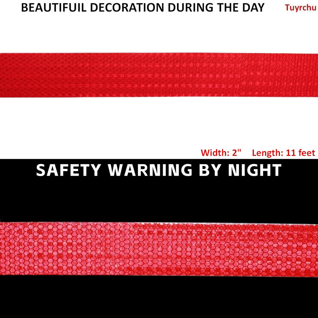 Red Reflective Tape Outdoor Waterproof 2 inch, High Visibility Warning Industrial Marking Tape, Safety Stickers (11 feet)