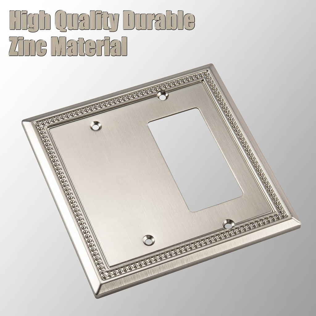 Henne Bery Sunken Pearls Heavy Duty Decorative Wall Plate Switch Plate Outlet Cover (Blank/Decorator, Satin Nickel)