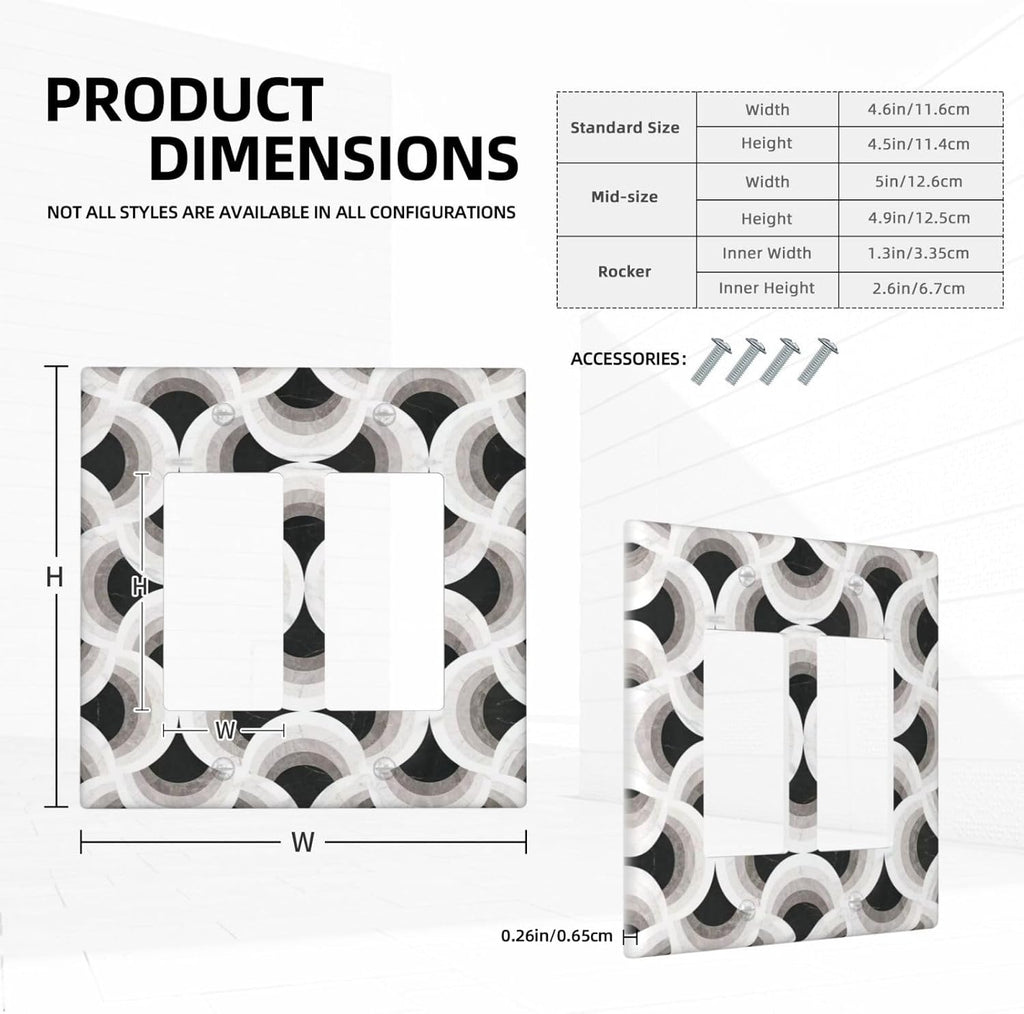 Abstract Art Marble 2 Gang Double Rocker Decorative Light Switch Covers Electrical Faceplate Switch Plates for Bathroom Kitchen Home