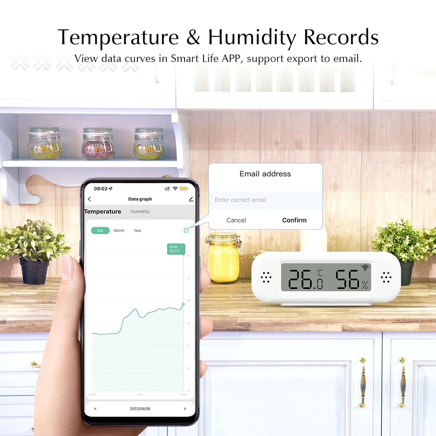 WiFi Thermometer, Humidity Meter with Smart Alert and Data Storage, Temperature and Humidity Monitor for Bedroom, Baby Room, Warehouse, Cellar, Greenhouse, White with Screen