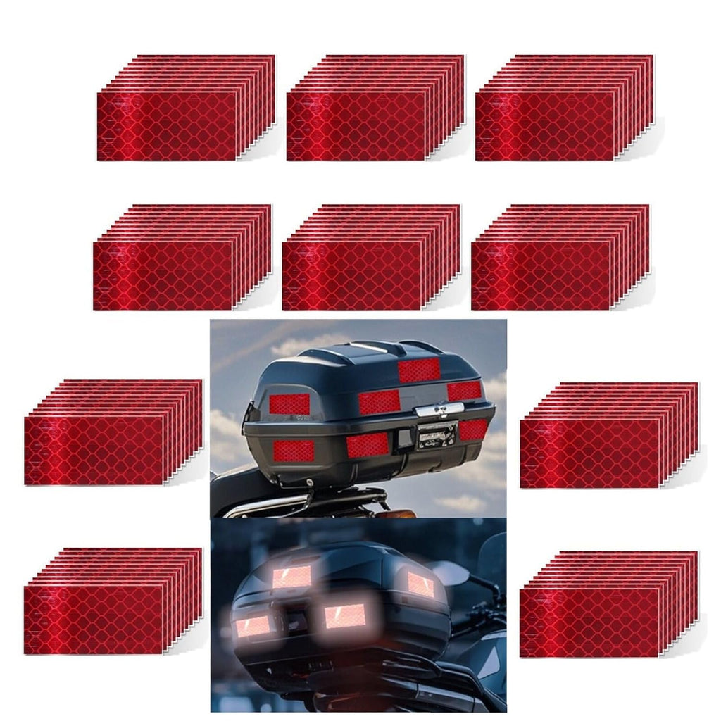 Non Fading Red Reflective Stickers 1 inch X 2 inch, Outdoor Waterproof High Visibility Warning Safety Adhesive Reflector Tape (100 Pcs)