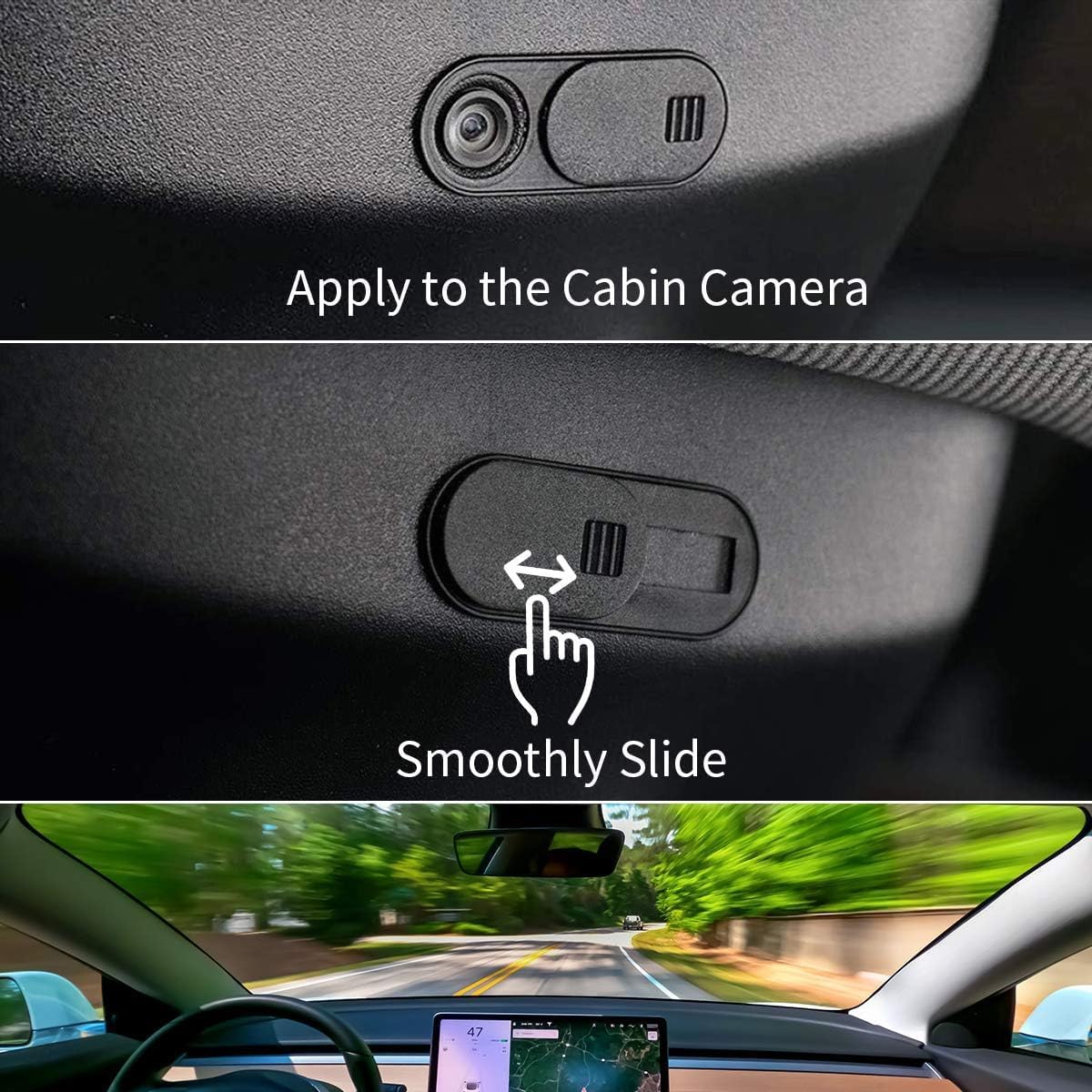 3 Pack Ultra-Thin Camera Cover Slide for Tesla Model 3 / Y Interior Cabin Camera Laptop PC Front-Facing Webcam Sticker Blocker Protect Your Privacy (Classic Version)