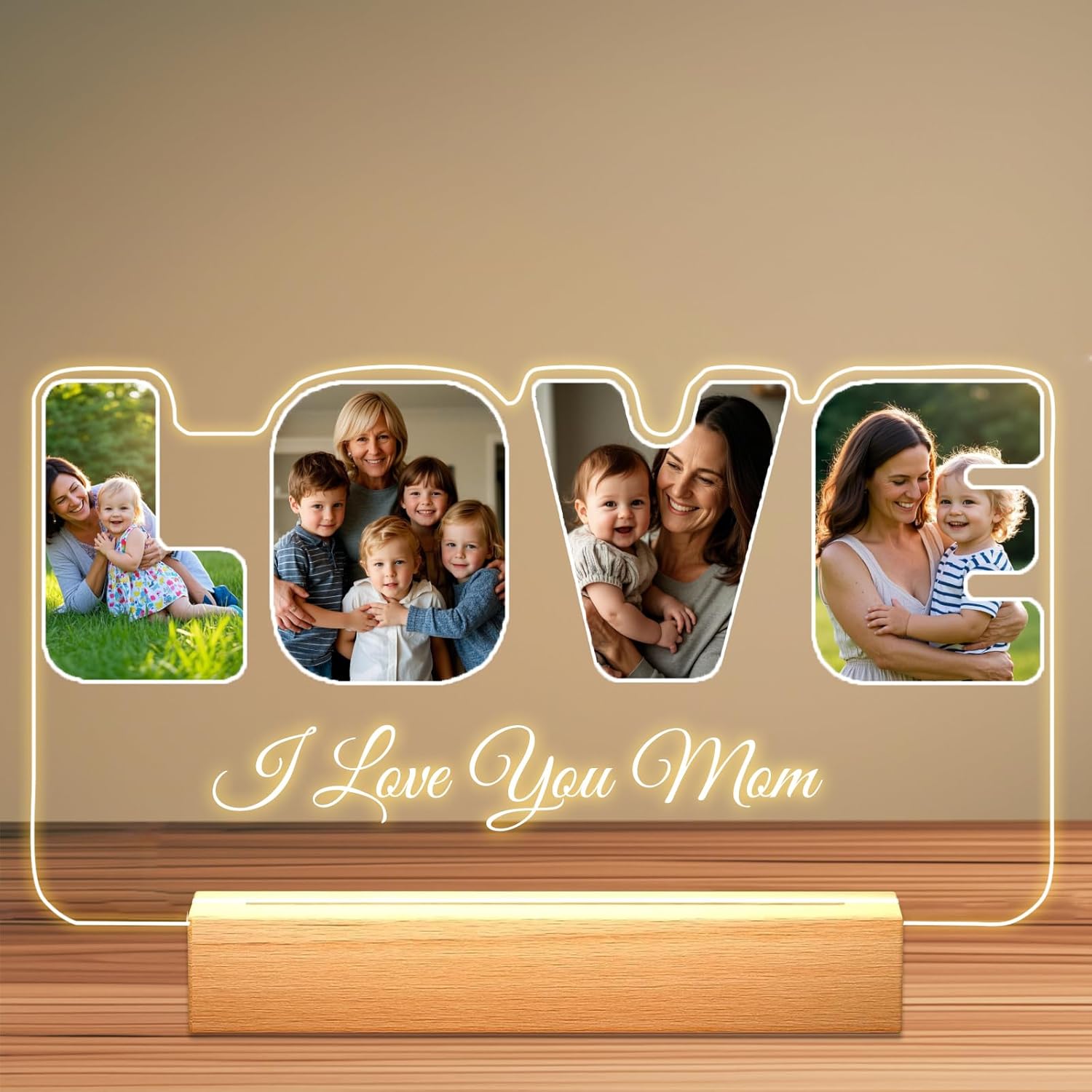 Personalized Picture Frames with Photo, Custom Photo Frame with Night Light, Customized Girlfriend Photo Gifts, Ideal Gift for Couples Anniversary Birthday Mom Dad Him Her