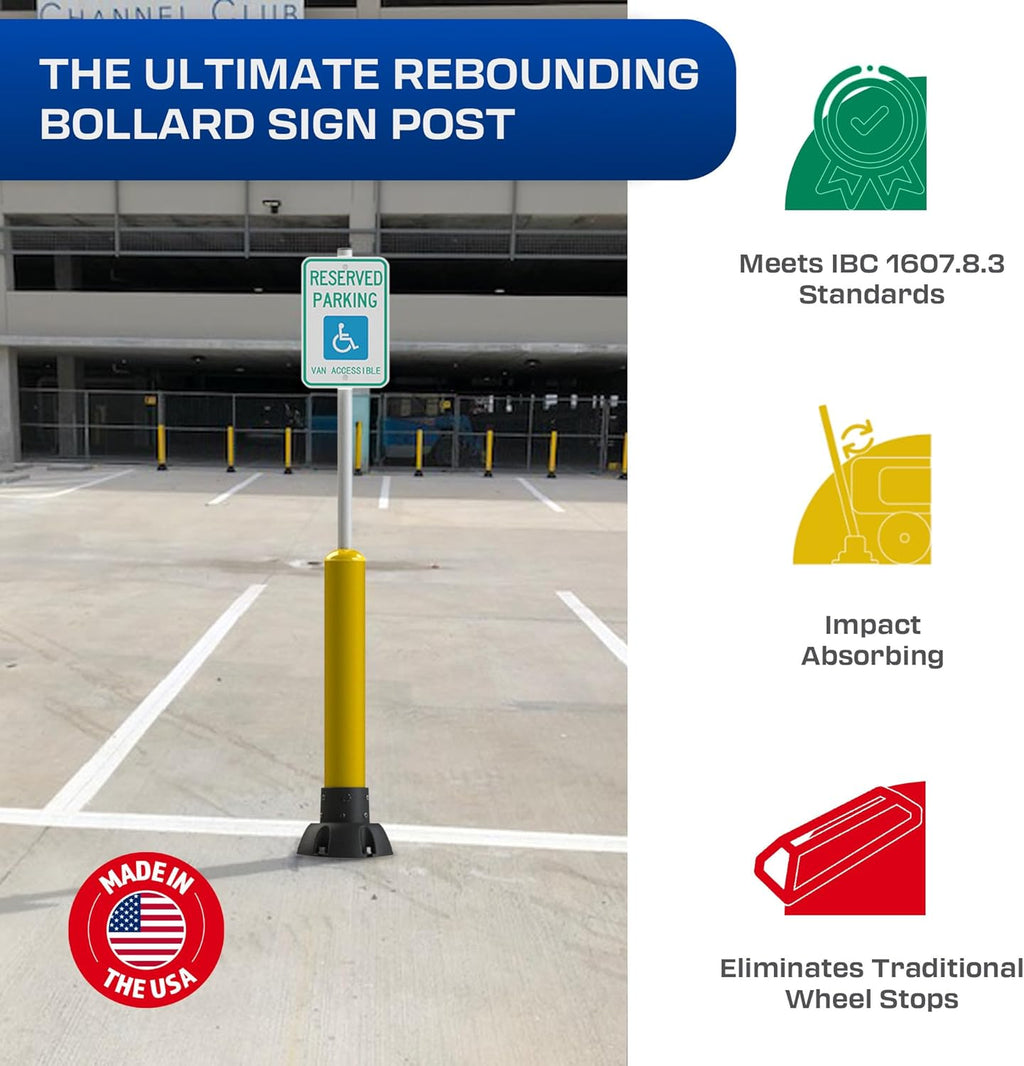 Impact Recovery - SlowStop Rebounding Bollard Sign Post - Handicap Parking Sign - Bollard Post - Made in the USA - 78” Van Accessible Signage