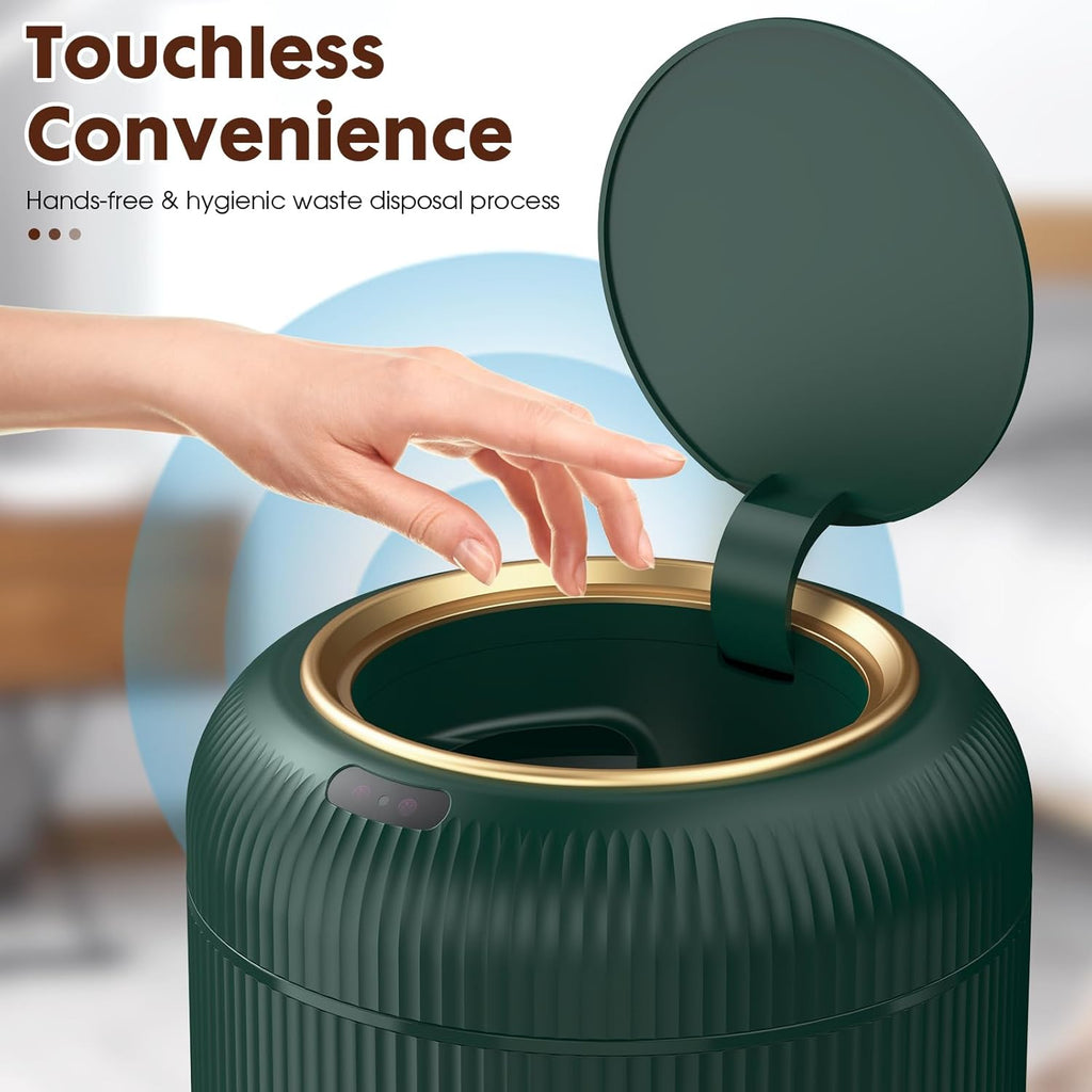 Procade Automatic Motion Sensor Bathroom Trash Can with Lid, 3 Gallon Touchless Trash Bin, Smart Plastic Garbage Can Small Green Wastebasket for Toilet, Office, rv, Bedroom, Living Room