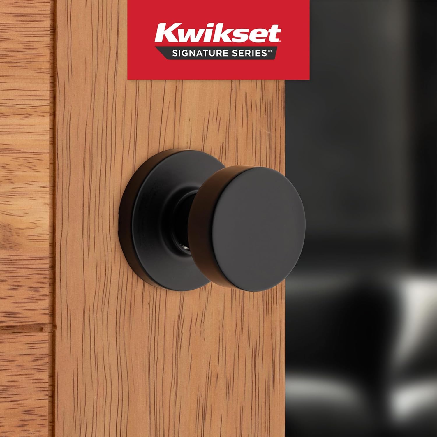 Kwikset Pismo Interior Passage Door Knob, Handle for Closet and Hallway Doors, Non-Locking Doorknob in Matte Black, with Microban Protection (Pack of 12)