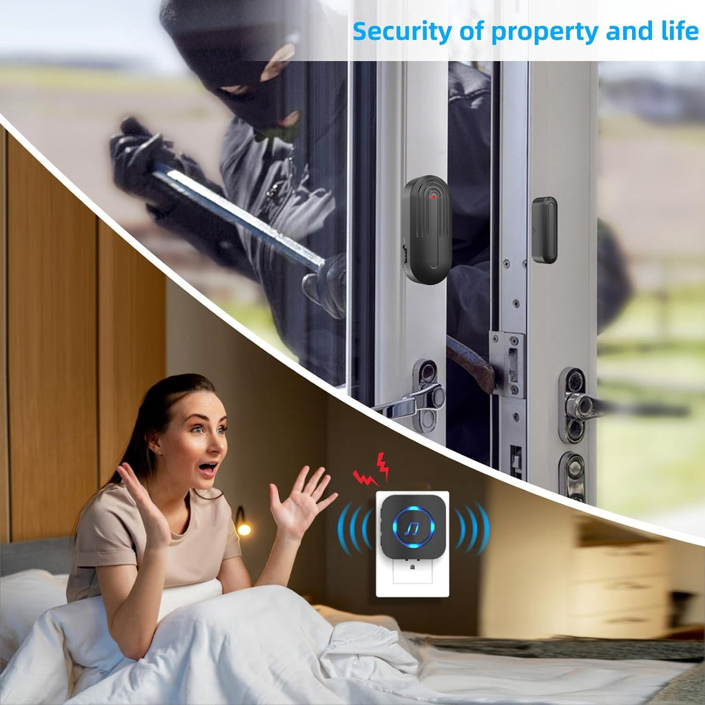 Door Sensor Chime When Door Opens, Door Entry Chime for Business/Home/Office/Store,500 FT Range,26 Chimes 5 Adjustable Volume Door Ringer Alert Black