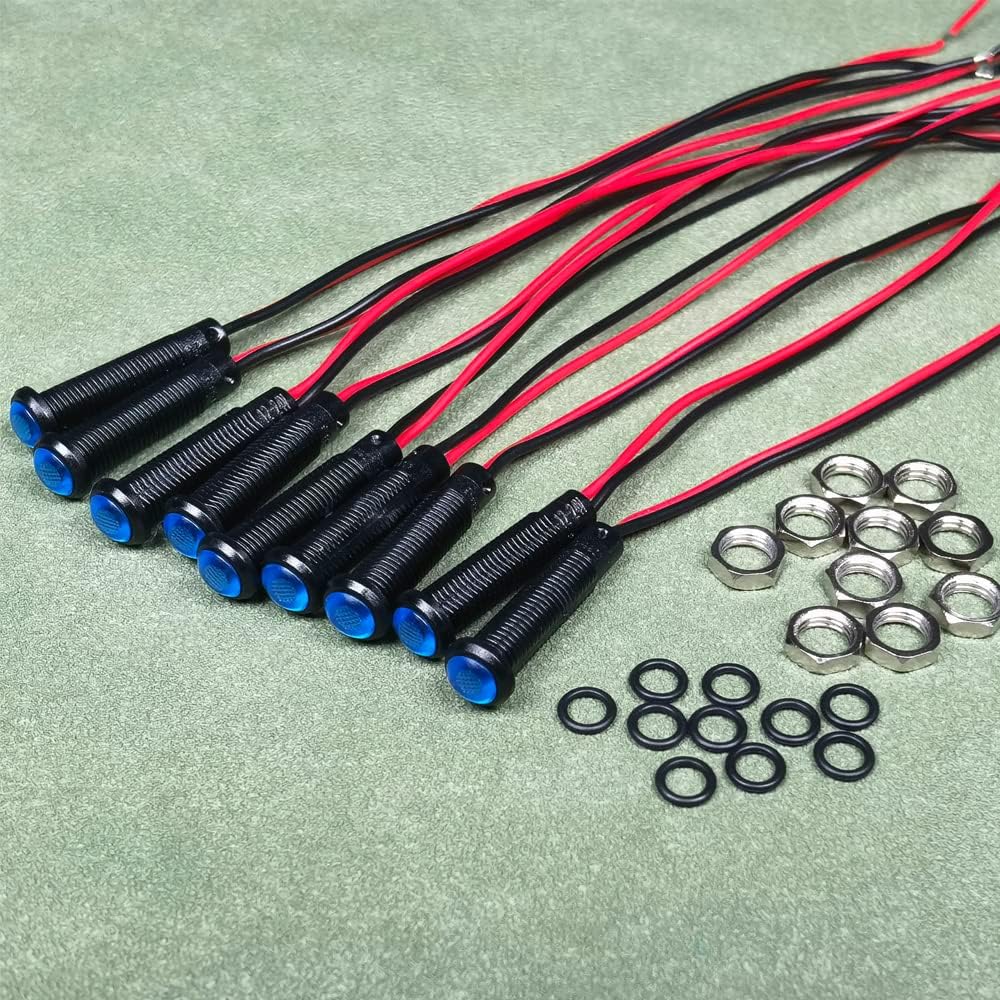 10pcs LED Plastic Indicator Pilot Light 110VAC Mounting Hole Size 6mm(Blue)
