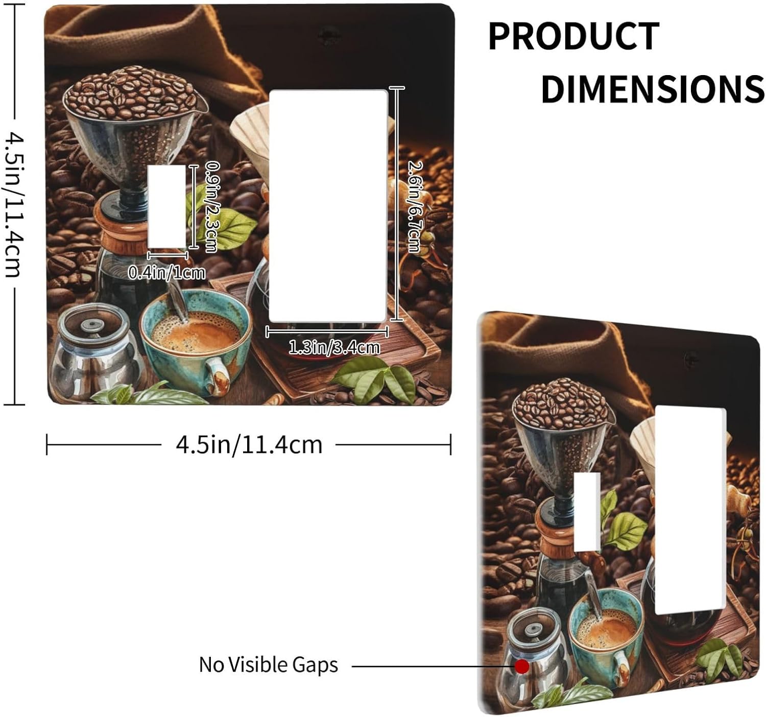 Decorative Outlet Covers Retro Coffee Maker Beans Cup 2 Gang 1 Gang Wall Plate Cover Single Toggle Rocker Combo Light Switch Cover Plate Face Plate for Kirchen Decor