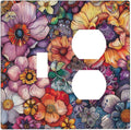 Wallplates Colorful Bohemian Flowers Vintage Boho Floral 1 Toggle 1 Duplex Switch Plate Electrical GFCI Faceplate Decorative Light Switch Covers for Bed Room living Room Decor