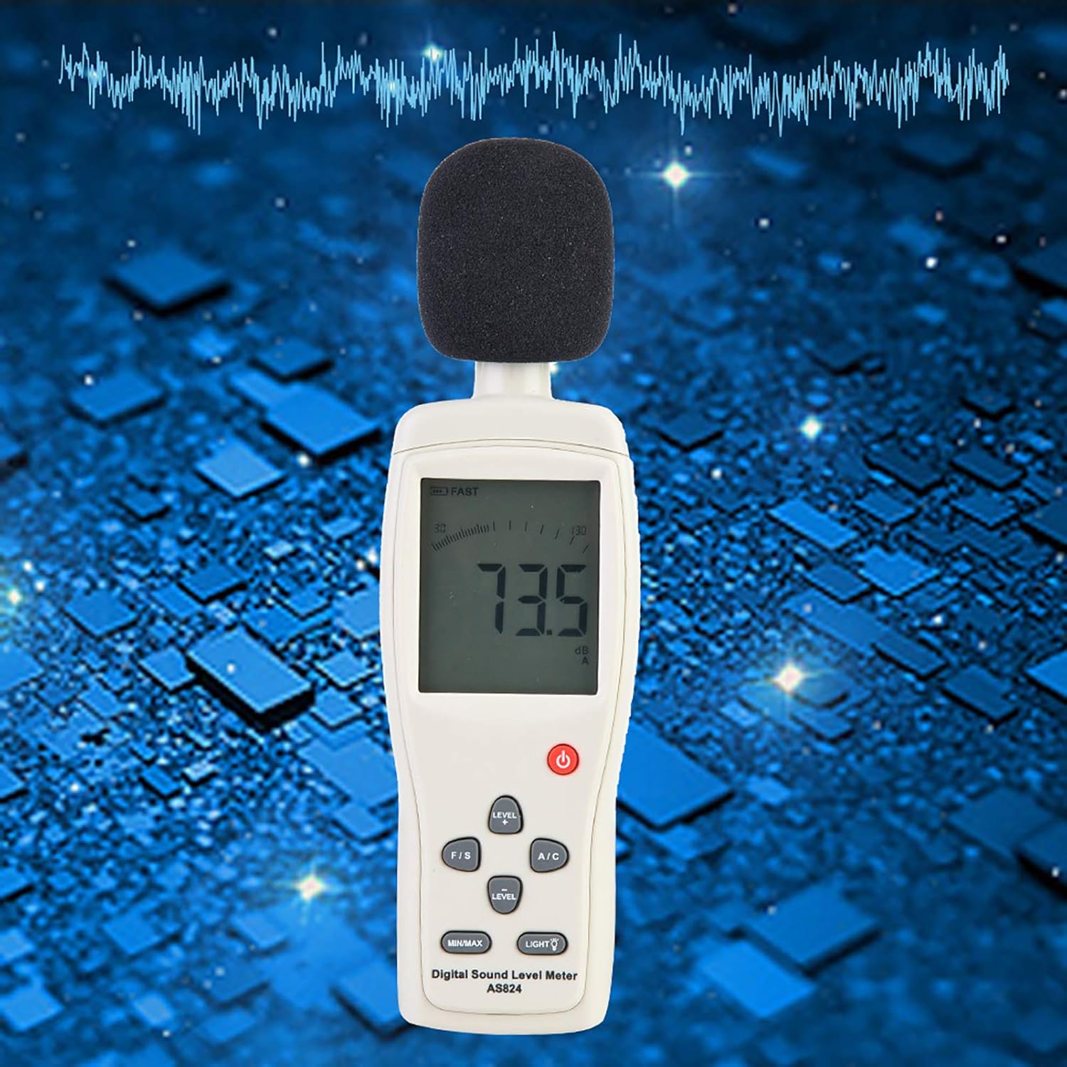 Smart Sensor AS824 Sound Level Meter 0-130 dB range for Frequency Analyzer FFT Analyzer Graphic Recorder with Instantaneous Sound Measure Function