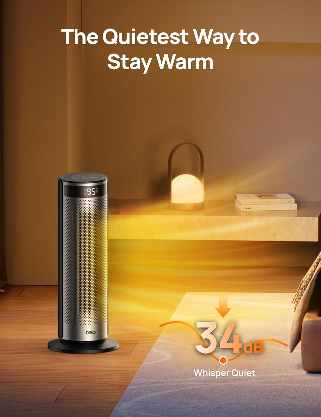 Dreo Space Heater for Large Room, 20 Inch Electric Heaters for Indoor Use, 8 Safe Protection Tower with Dreo FortPlug, 70° Oscillation, PTC Ceramic with Remote, Quiet, 12H Timer, Bedroom, Office