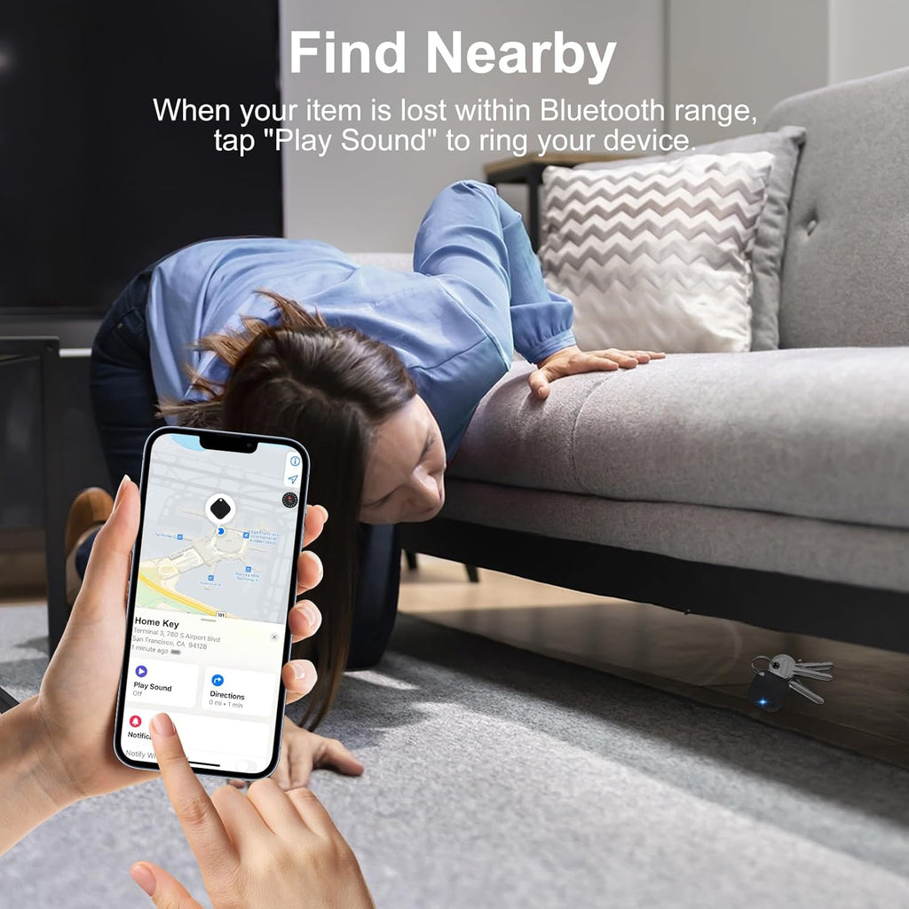 Bluetooth Tracker Tag 4 Pack, Work with Apple Find My (iOS Only, Not for Android), Item Finder for Keys, Backpack, Suitcase, Wallet, Luggage