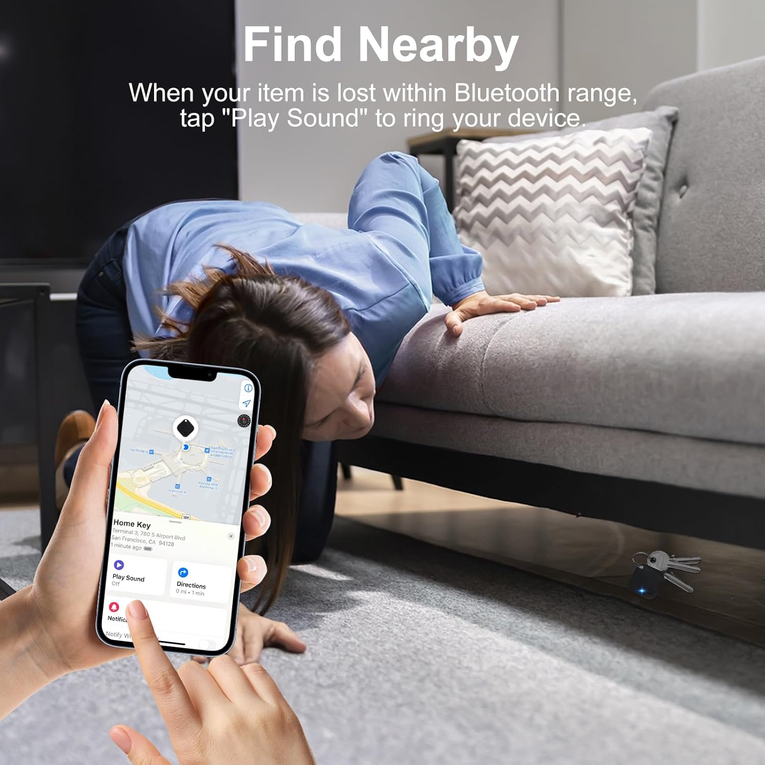 Air Tags-4 Pack Bluetooth Tracker Tag with Extra Battery, Work with Apple Find My (iOS Only, Not for Android), Item Finder for Keys, Backpack, Suitcase, Wallet, Luggage, Black