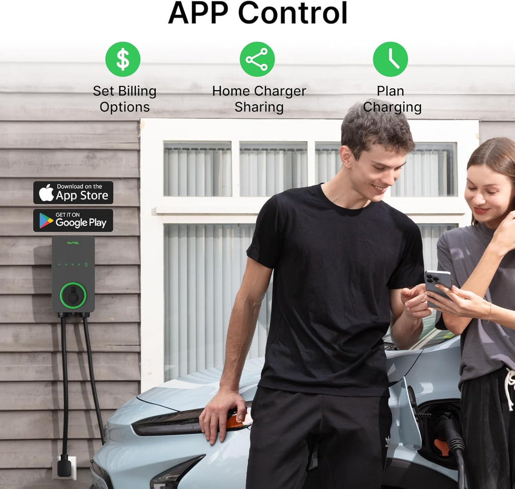 Autel Level 2 EV Charger 40 Amp Home Smart AI Electric Vehicle (EV) Charger, Wi-Fi and Bluetooth Enabled EVSE, with in-Body Holster and 25-Foot Cable NEMA 14-50 Plug(Dark Gray)