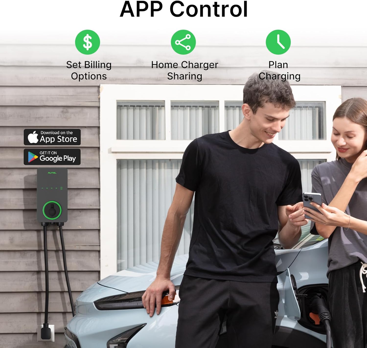 Autel Level 2 EV Charger 40 Amp Home Smart AI Electric Vehicle (EV) Charger, Wi-Fi and Bluetooth Enabled EVSE, with in-Body Holster and 25-Foot Cable NEMA 14-50 Plug(Dark Gray)
