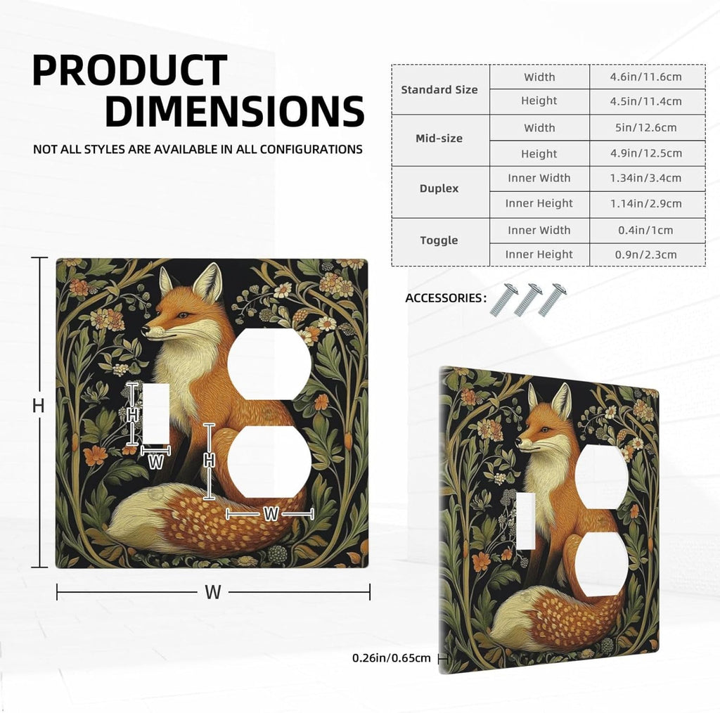 Fox Morris Plants Flowers Vine Colorful Floral Wallplates 1 Toggle 1 Duplex Switch Plate Electrical Gfci Faceplate Decorative Light Switch Covers For Bed Room Living Room Decor