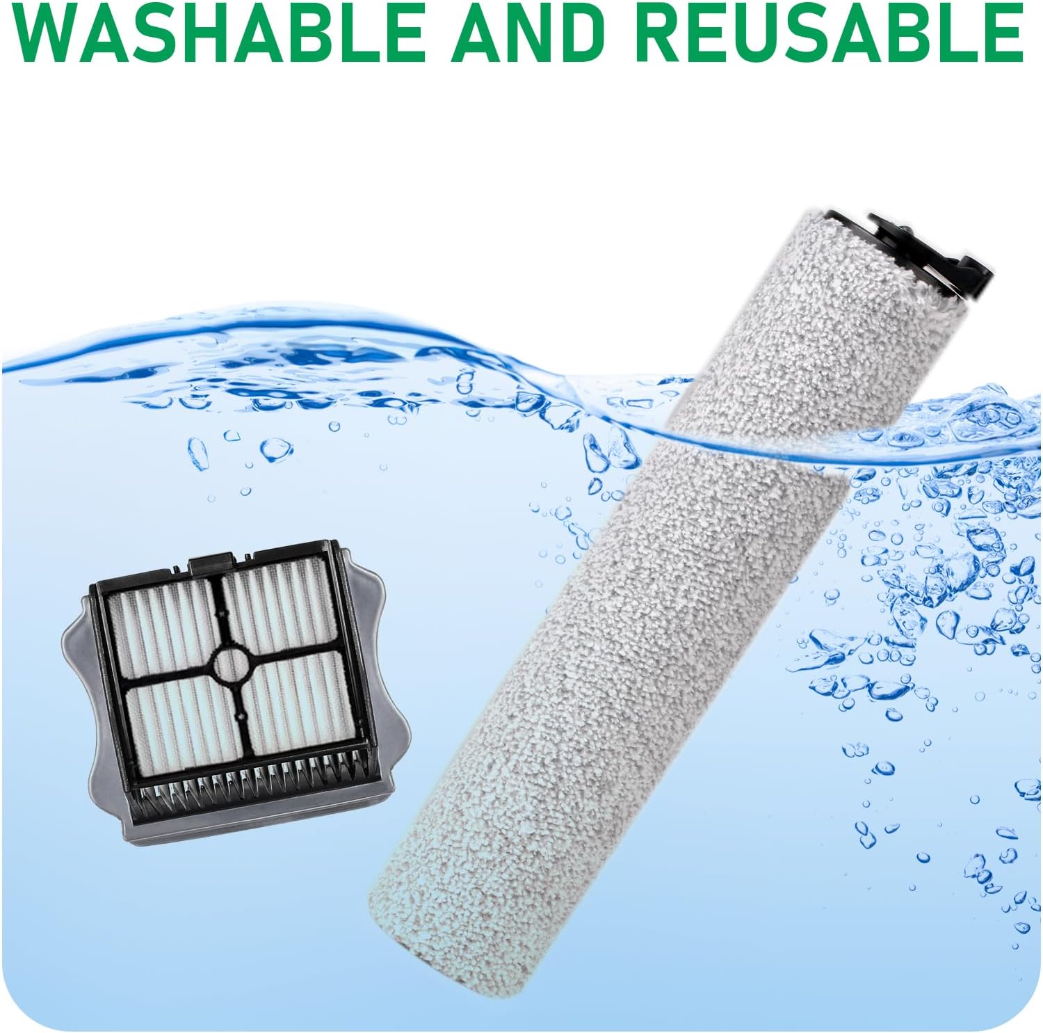 iFloor 3 Replacement Brush Rollers and HEPA Filter Kits Compatible with Tineco iFloor 3 and Floor One S3 Cordless Wet Dry Vacuum Cleaner Replacement Parts Accessories Kit,3 Brush Rollers & 3 Filters