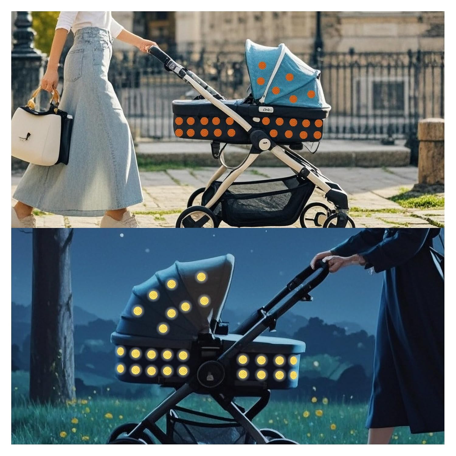 Non Fading Orange Reflective Stickers 1-inch Diameter Round Reflector, Outdoor Waterproof High Visibility Warning Adhesive Tape (100 Pcs)
