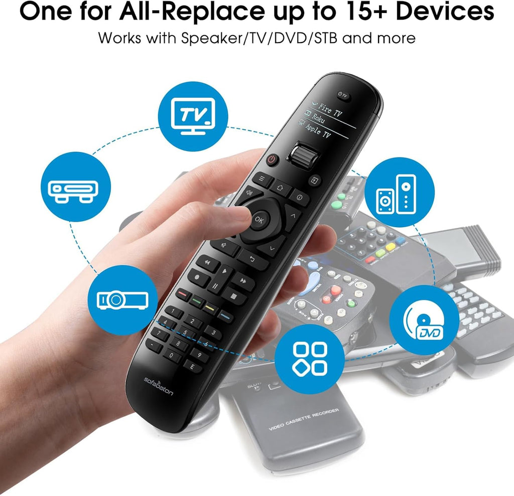 SofaBaton U2 Upgrade Universal Remote Control Ergonomic Universal TV Remote with Backlight, One-Touch Macro Buttons, Bluetooth Pairing, IR Blaster, Compatible with Smart TVs/DVD/STB/Projector