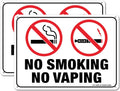 No Smoking No Vaping Sign - 2 Pack - 10 x 7 Inches Rust Free .040 Aluminum - UV Protected, Waterproof, Weatherproof and Fade Resistant - 4 Pre-Drilled Holes