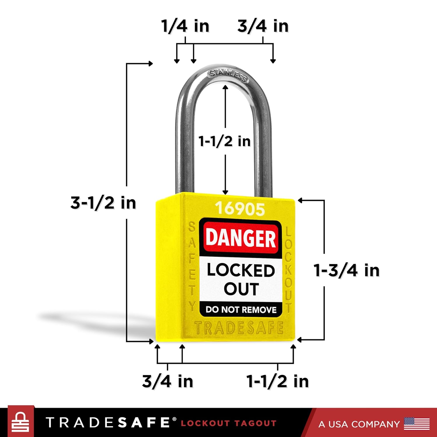 TRADESAFE Lockout Tagout Locks Set - 7 Yellow Loto Locks, Lockout Locks Keyed Different, 2 Keys Per Lock, OSHA Compliant Lock Out Tag Out Padlocks, Safety Padlocks for Electrical Lockout Tag Out Kits