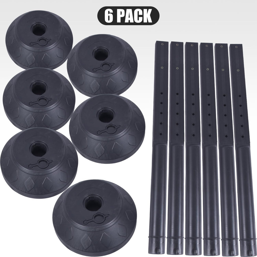 6 Pack Durable Sign Post and Water-Filled Base Set Kit - 13" DIA Stand with 41" Post - Bolts & Nuts for Hanging Signs, Portable Warning Sign Holder for Public Parking / Commercial / Recreational Use