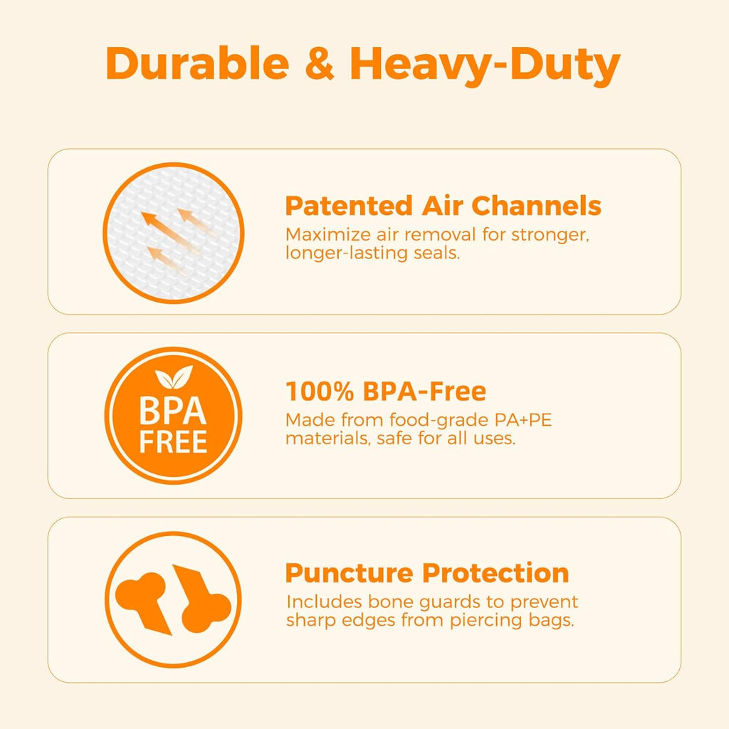 Wevac Vacuum Sealer Bags 8x50 Rolls 2 pack for Food Saver, Seal a Meal, Weston. Commercial Grade, BPA Free, Heavy Duty, Great for vac storage, Meal Prep or Sous Vide
