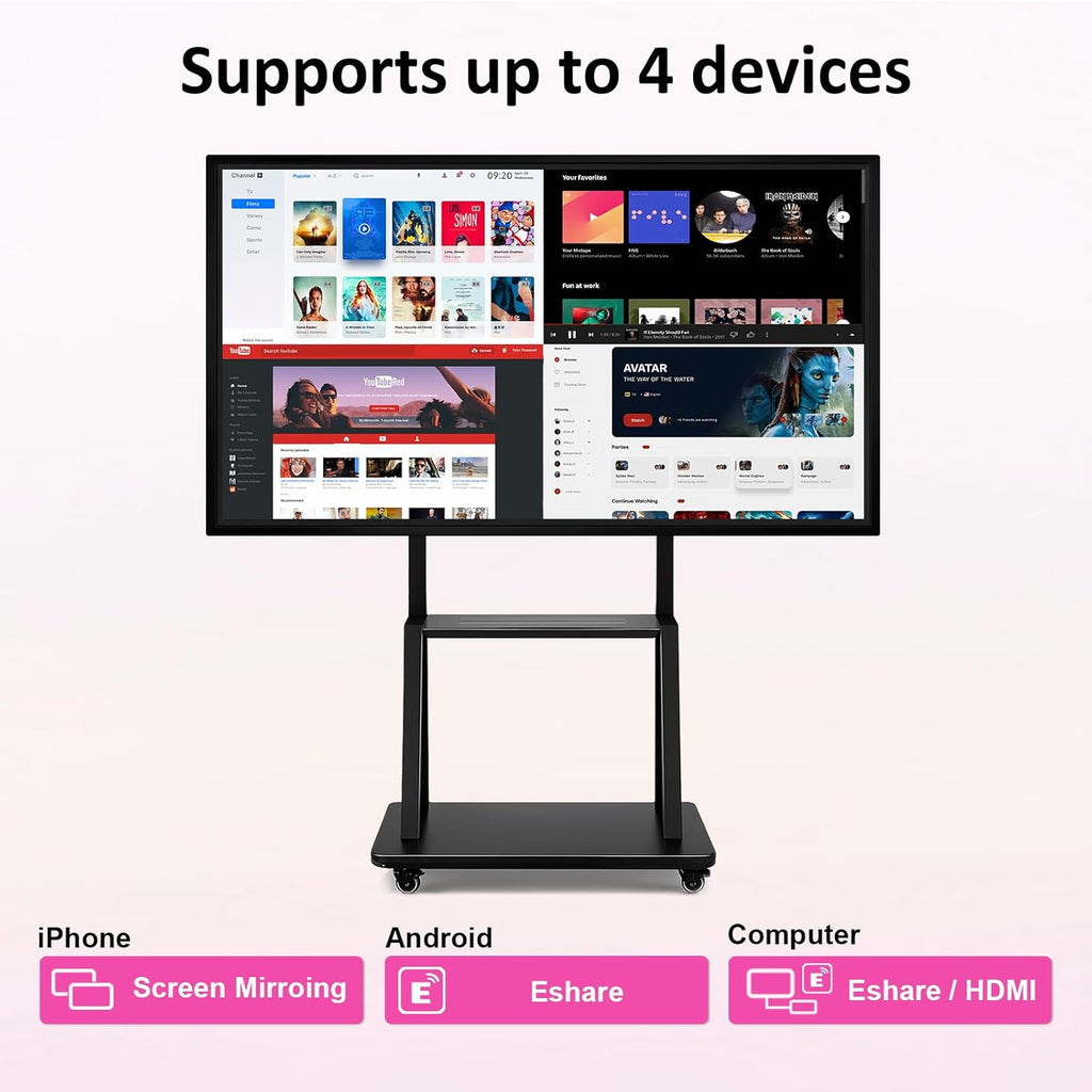 49" Smart Board, Electronic Interactive Smartboard for Classroom, Screen Mirroring, 8+64GB, Android iOS 14.0, Digital Whiteboard for Presention Annotation Live Streaming(Wall Mount Included)
