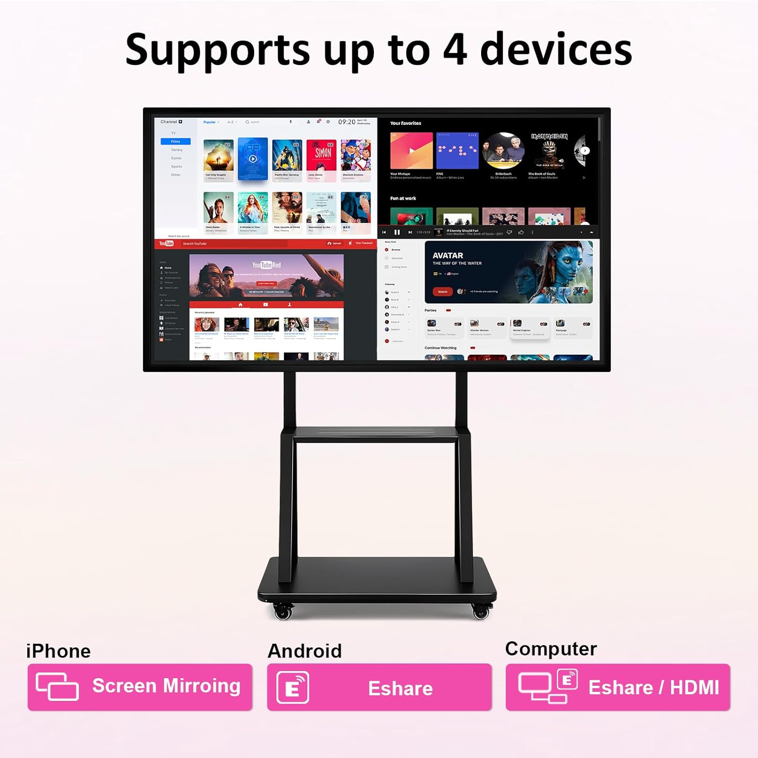 49" Smart Board, Electronic Interactive Smartboard for Classroom, Screen Mirroring, 8+64GB, Android iOS 14.0, Digital Whiteboard for Presention Annotation Live Streaming(Wall Mount Included)