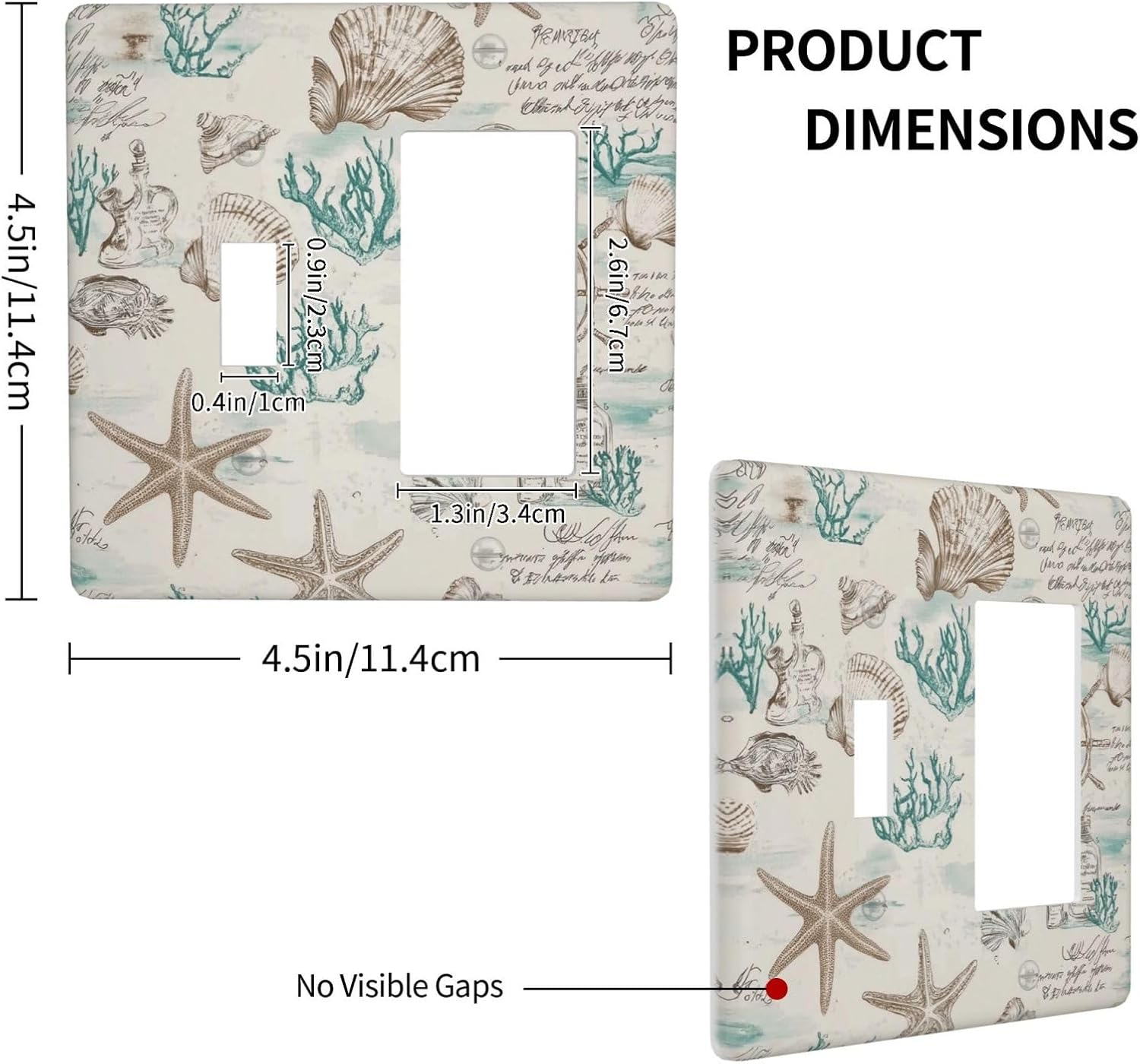 Mid Century Seashells Starfish Compass Outlet Covers 1 Toggle 1 Rocker Combination Decorative Wall Plate Electrical Switch Plates Light Switch Cover Plate For Nursery Kids Room Decor