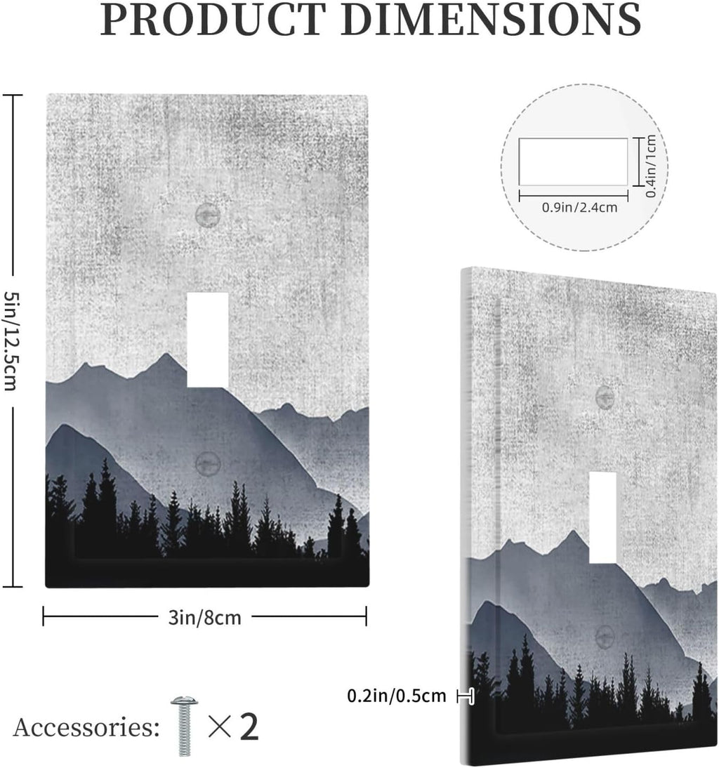 Decorative Light Switch Cover Natural Landscape Mountains Pine Trees 1 Gang Single Toggle Device Electrical Faceplate Switchplates Decorator Outlet Wall Plate for Bedroom living Room Decor