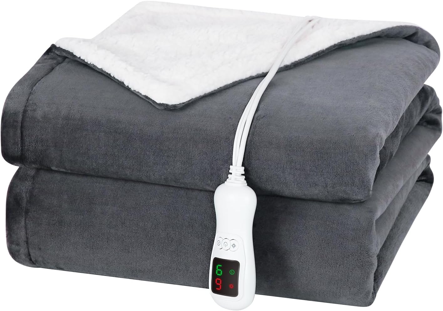 Electric Heated Blanket Throw Size, Washable Blanket Warmer for Home for Adults, Fast Heating, Super Cozy Soft Flannel 50" x 60", 9 Heat Levels, 1-9H Auto-Off, ETL Certified, Slate Gray
