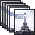 VCK 22x28 Picture Frames Black Set of 6, Wide Border Wood Poster Frame, Multi-Directional Display Family Photos, Office Prints, Studio/Gallery Art, Woodgrain Series, Wall Hanging