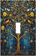 Decorative Switch Covers Plate Gold Tree With Birds Flowers on Branches 1 Gang Wall Plate Oversized Single Toggle Wall Cover Plate Jumbo Electrical Light Switch Plate Faceplate for Home Decor