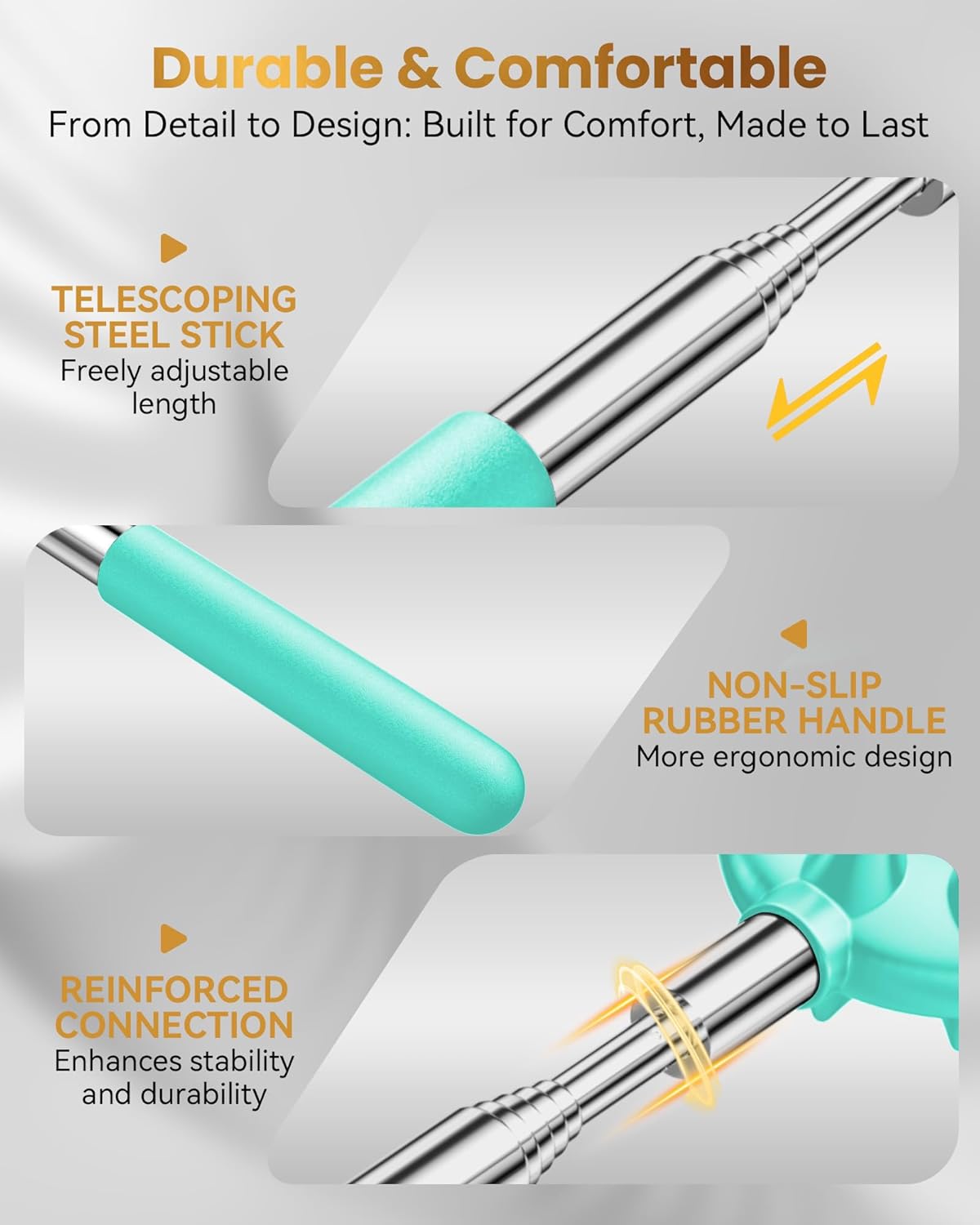 Telescoping Back Scratcher with 5 Detachable Heads, Gifts for Christmas, Stocking Stuffers for Men, Women, Him, Her, Dad, Funny White Elephant Gifts for Adults, Gift Box Included