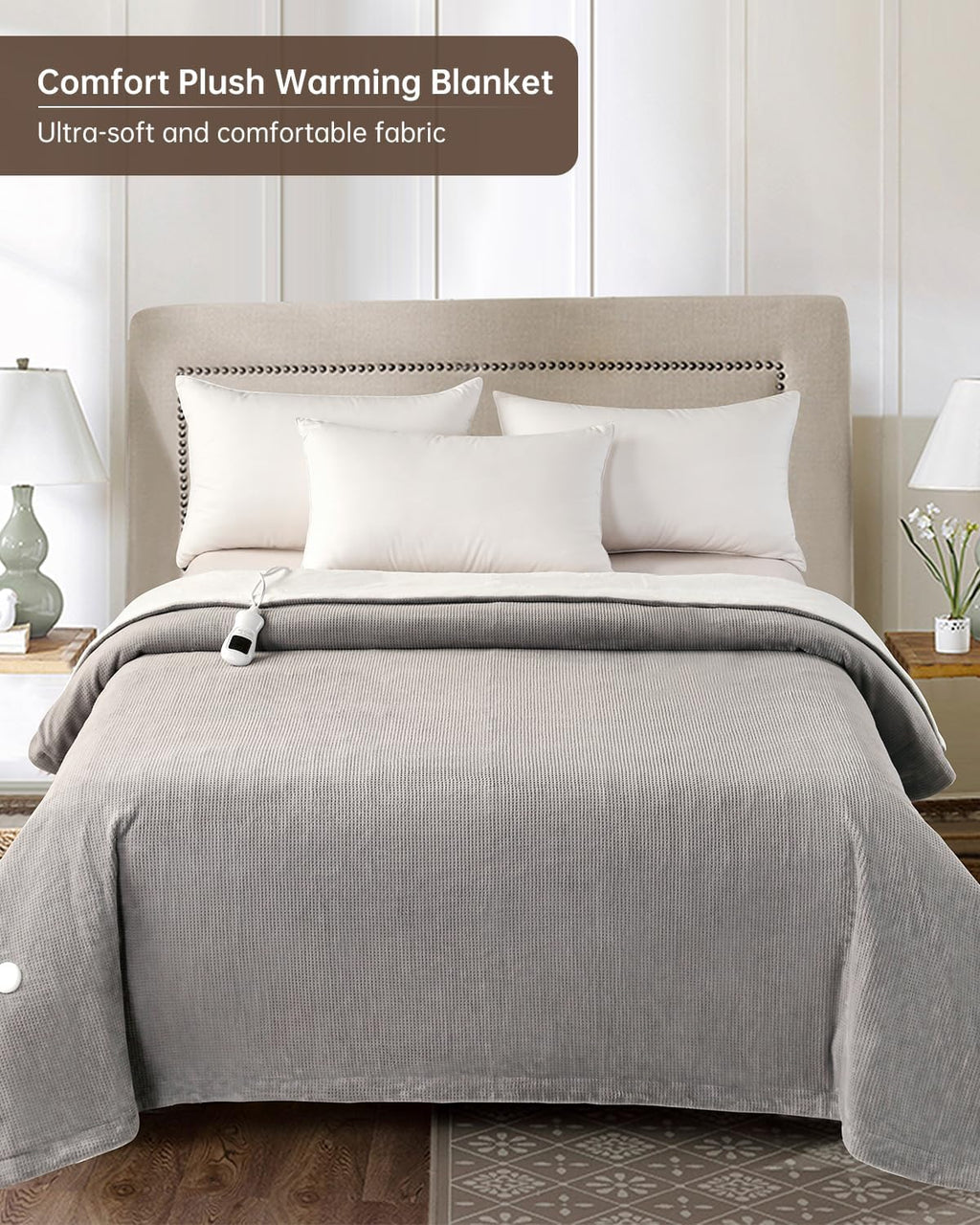 Electric Heated Blanket Twin Size, Washable Blanket Warmer for Home for Adults, Fast Heating, Super Cozy Soft Fabric, 62" x 84", 9 Heat Levels, 1-9H Auto-Off, ETL Certified, Dark Gray