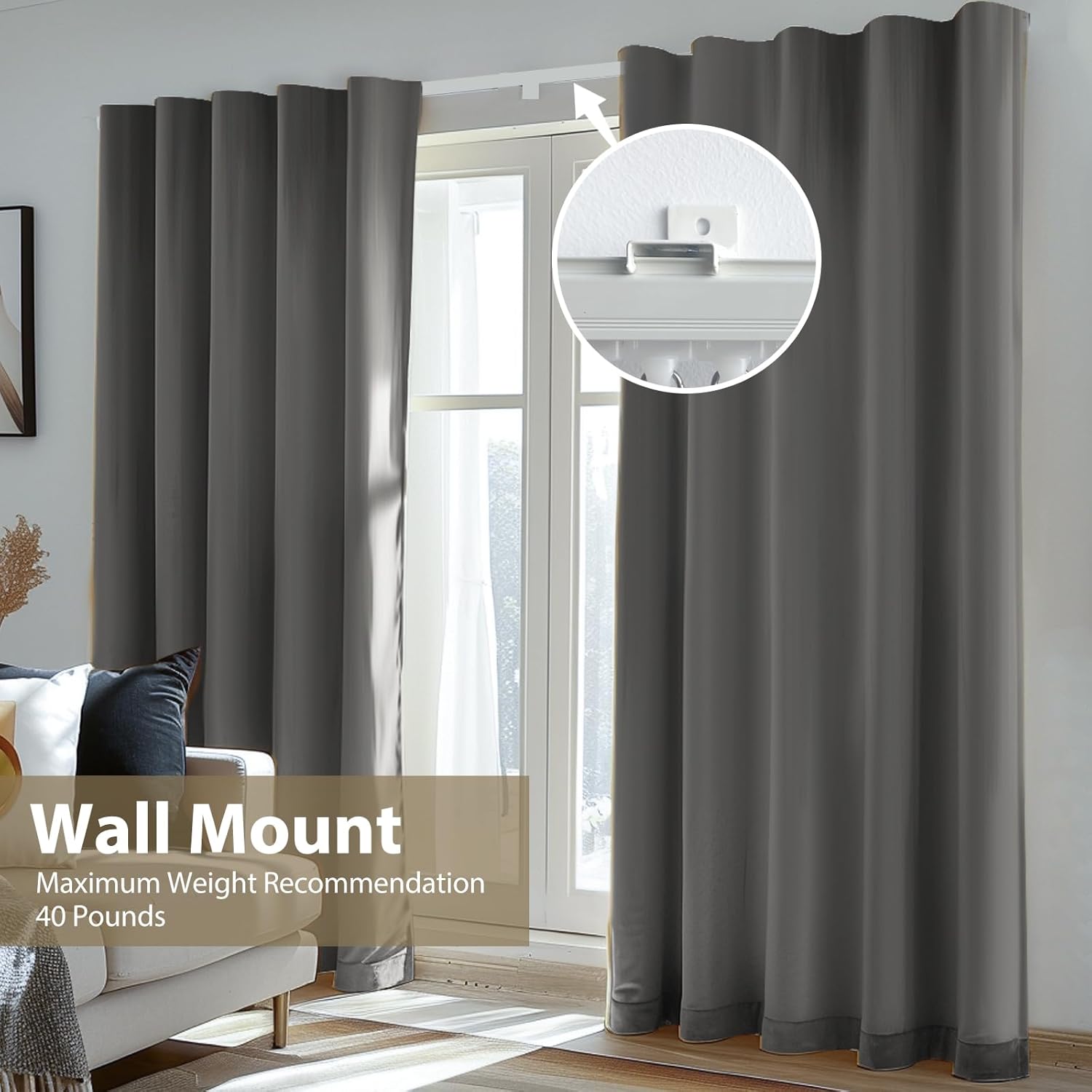 Curtain Tracks Ceiling Wall Mounted Heavy-Duty Curtains Rails Room Divider Track for Living Bedroom Shower White 3ft To 6ft