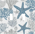 Blue Starfish Nautical Beach Conch Coastal Coral Shell Decorative Switch Plates 2 Gang Double Toggle Outlet Light Switch Cover Wall Plate Electrical Faceplate For Kids Room Bathroom Decor