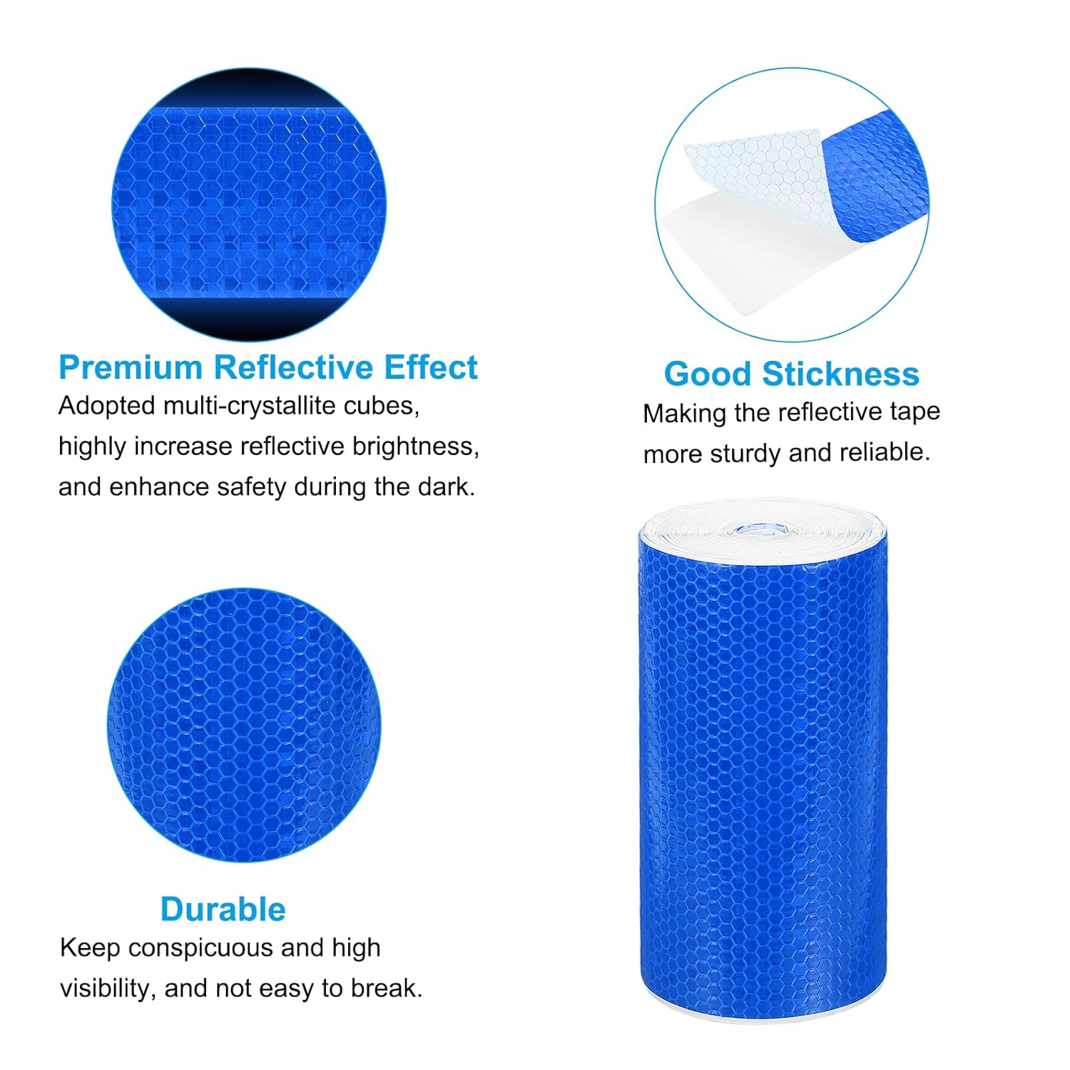 PATIKIL 6 Inch x 33 ft Reflective Tape, 1 Roll Waterproof Self Adhesive High Visibility Caution Warning Safety Tape Reflector with Scraper for Trucks Trailers Cars, Blue